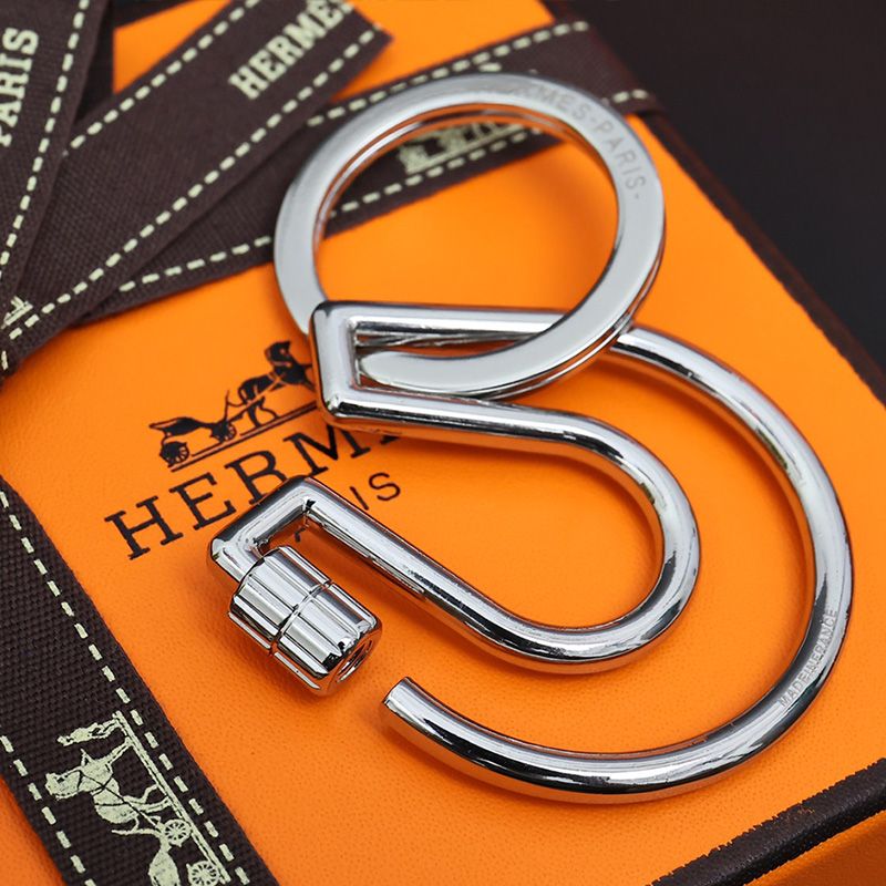 Hermes Fer A Cheval Keyring Metal In Silver