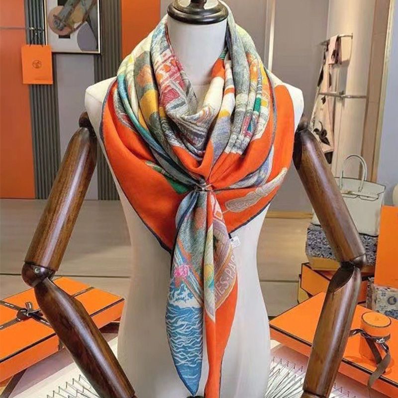 Hermes Ferry Tales Shawl 140 In Orange