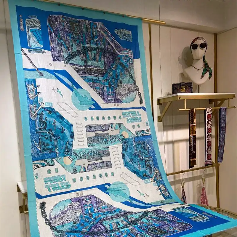 Hermes Ferry Tales Scarf In Blue