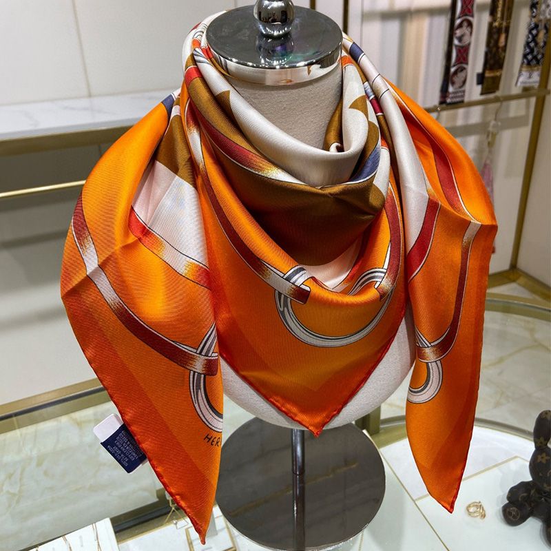 Hermes Figure Artistique Scarf 90 In Orange