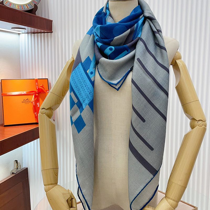 Hermes First & Chic Shawl 140 In Blue