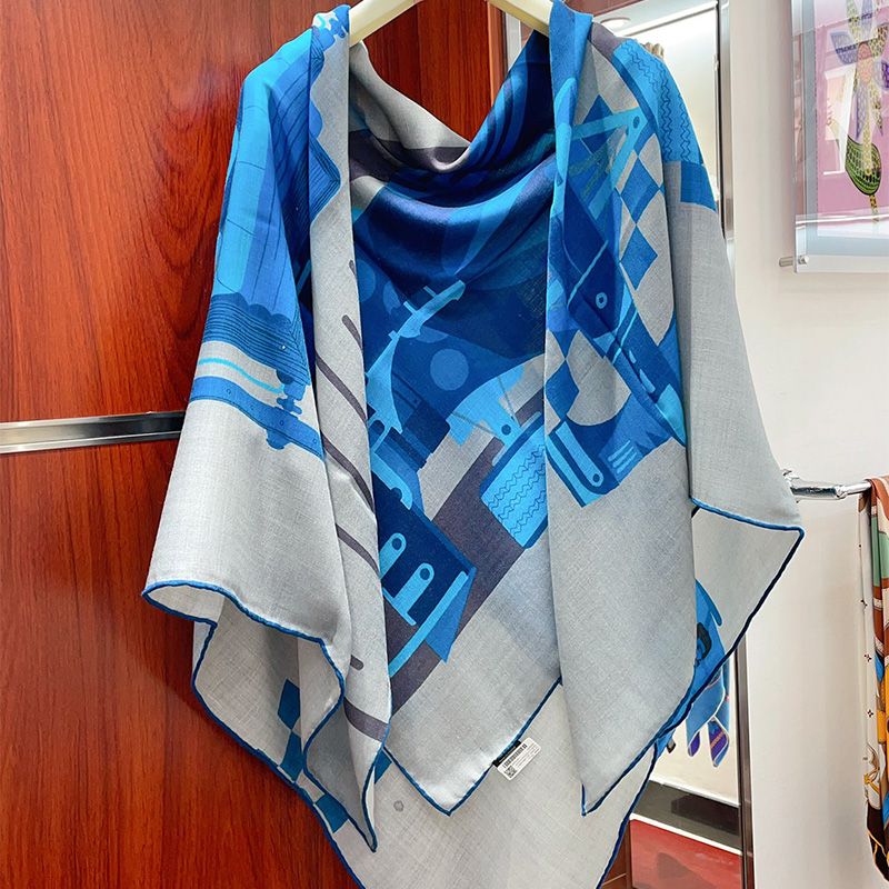 Hermes First & Chic Shawl 140 In Blue