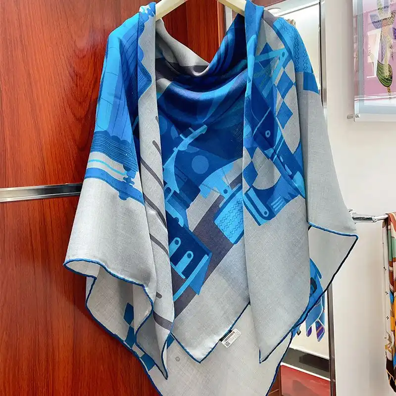 Cheap Hermes First & Chic Shawl 140 In Blue