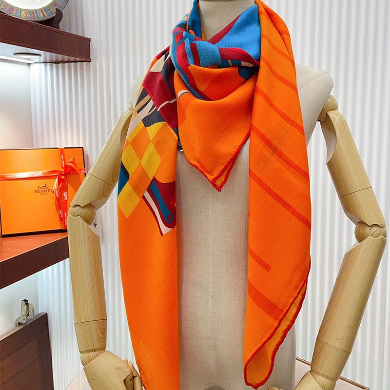 Hermes First & Chic Shawl 140 In Orange