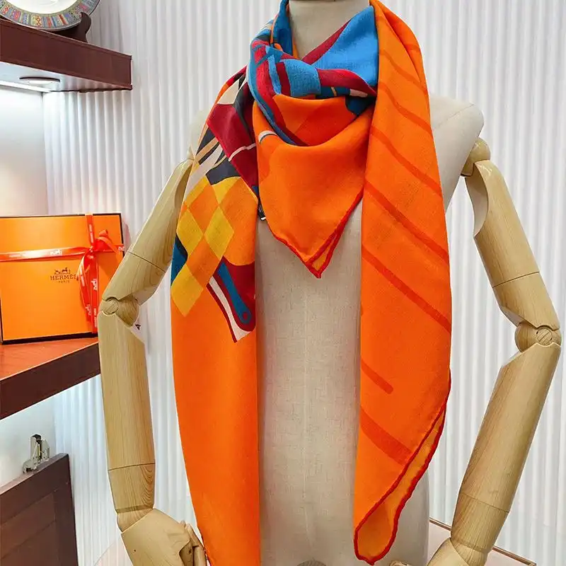 Cheap Hermes First & Chic Shawl 140 In Orange