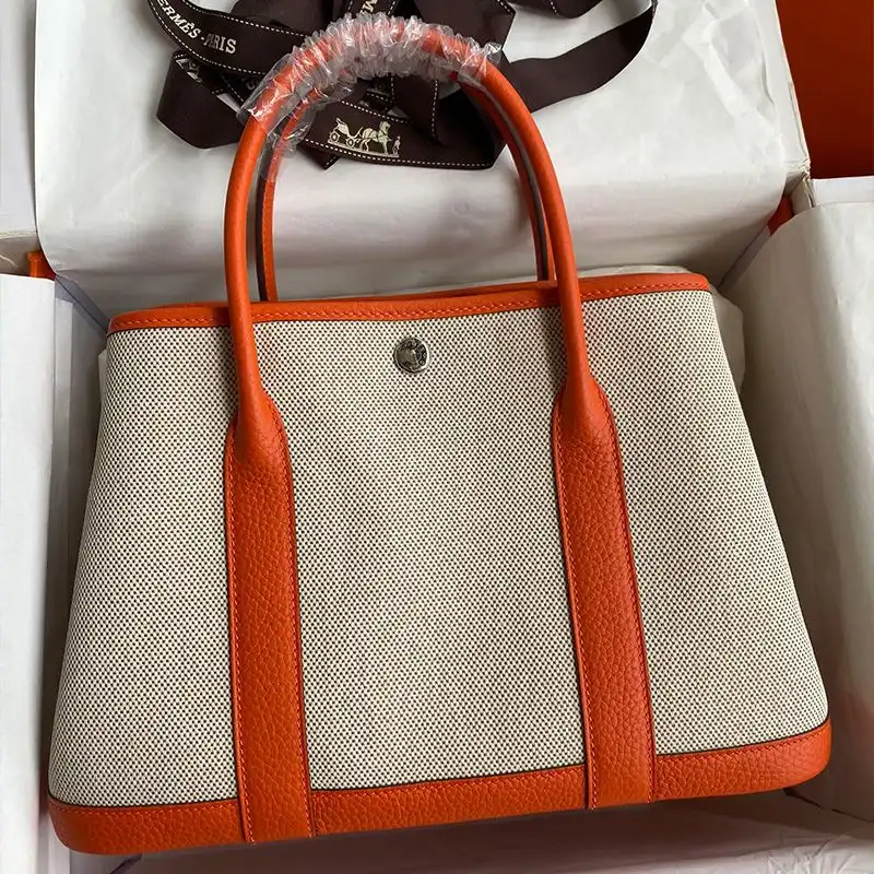 Cheap Hermes Garden Party Bag Canvas Palladium Hardware In Orange