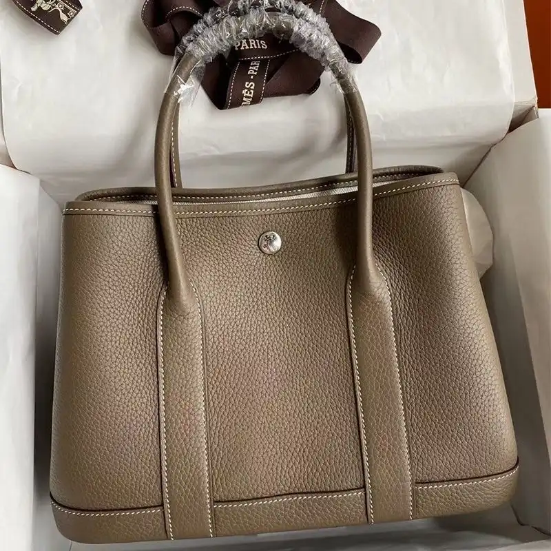 Affordable Hermes Garden Party Bag Togo Leather Palladium Hardware In Coffee