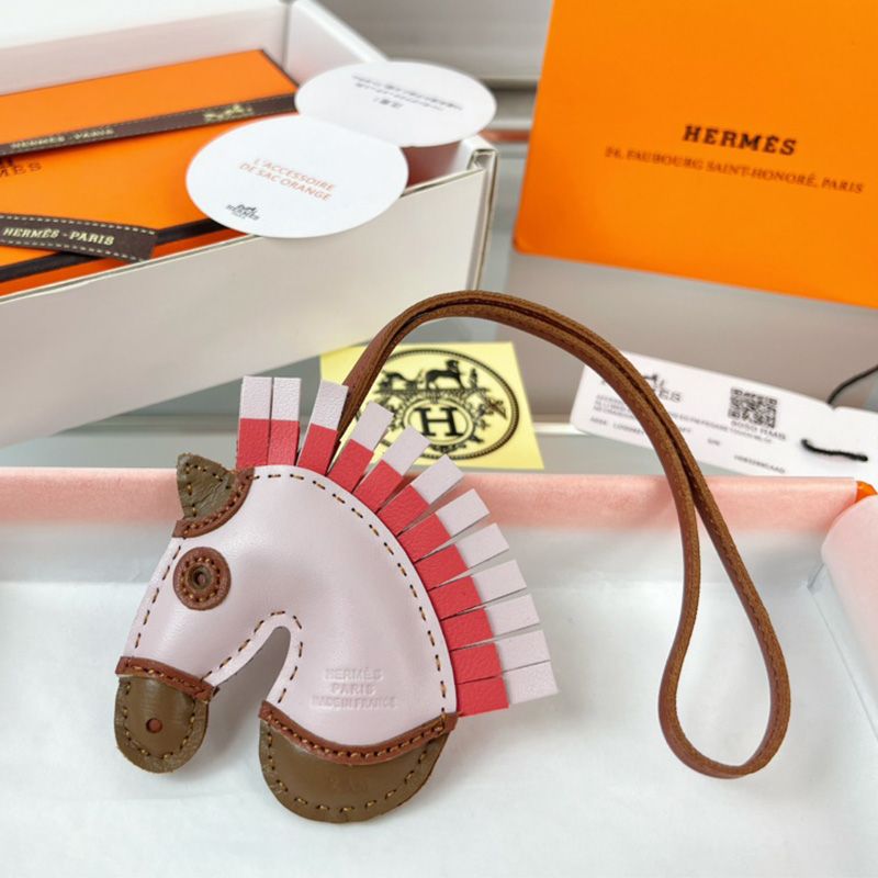 Hermes Geegee Charm Leather In Light Pink