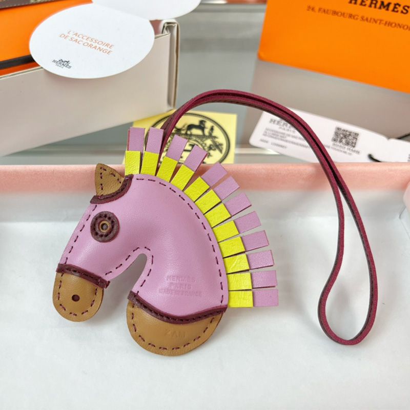 Hermes Geegee Charm Leather In Pink