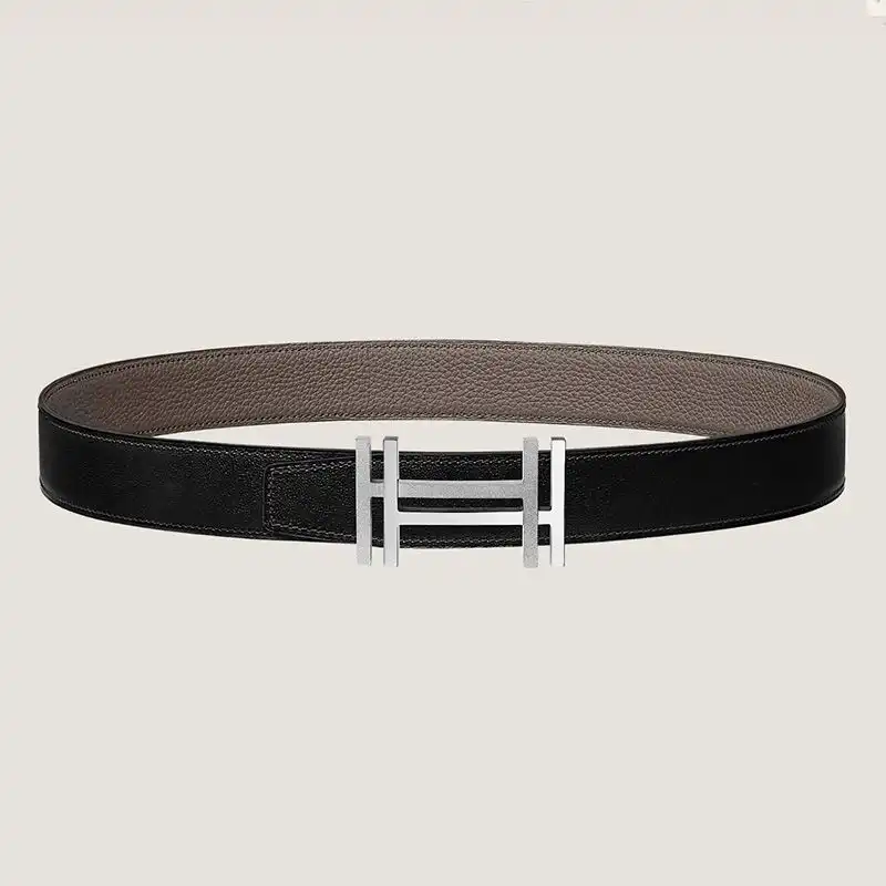 Affordable Hermes H Au Carre 32 Reversible Belt Leather In Black Grey