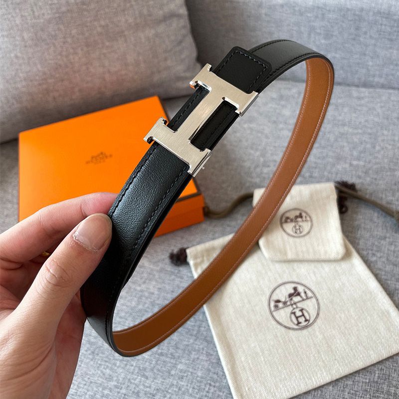 Hermes H Buckle 25 Reversible Belt Leather In Black Brown