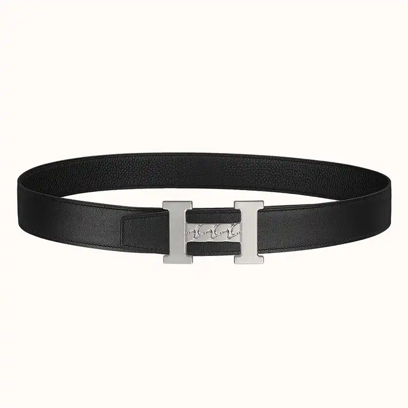 Affordable Hermes H Gourmette 38 Reversible Belt Leather In Black