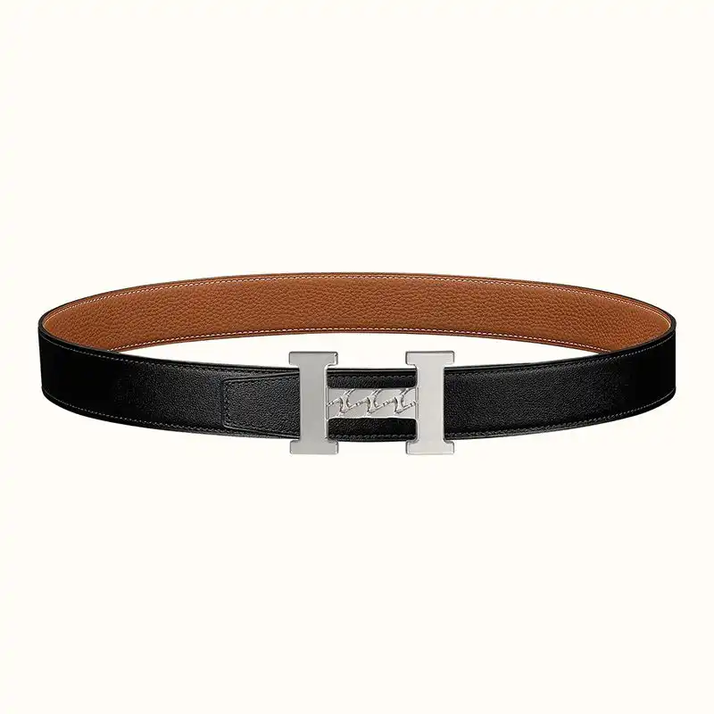 Affordable Hermes H Gourmette 38 Reversible Belt Leather In Black Brown