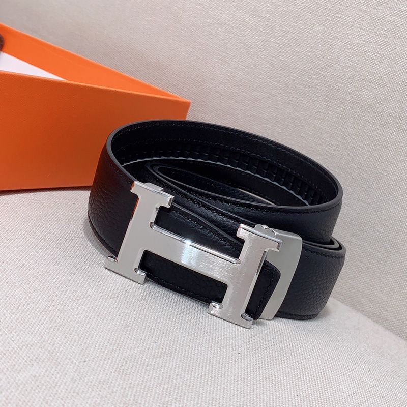 Hermes H Logo 35 Reversible Belt Clemence Calfskin In Black