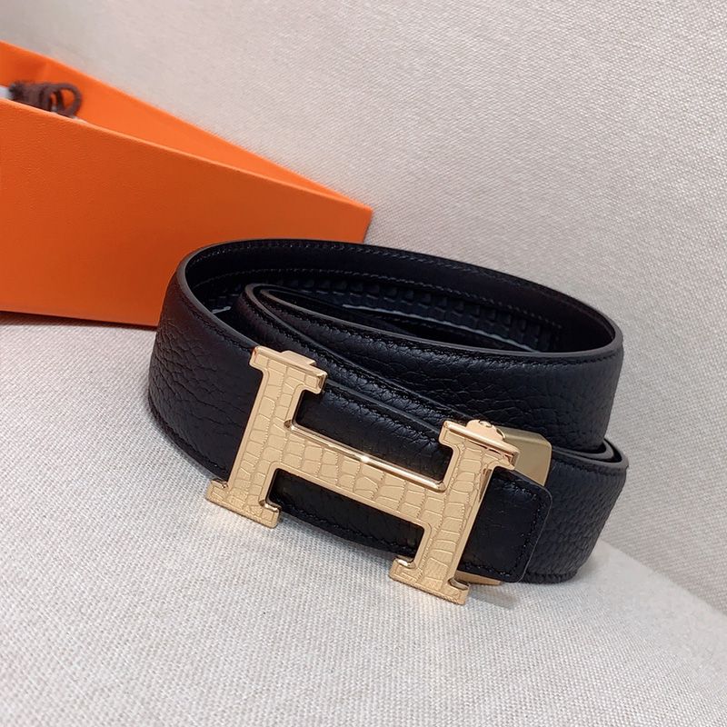 Hermes H Logo 35 Reversible Belt Clemence Calfskin In Black