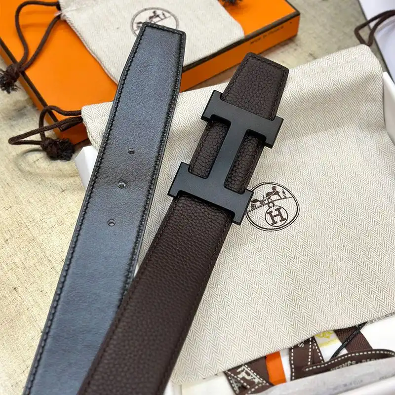 Affordable Hermes H Logo 38 Reversible Belt Calfskin In Coffee Black