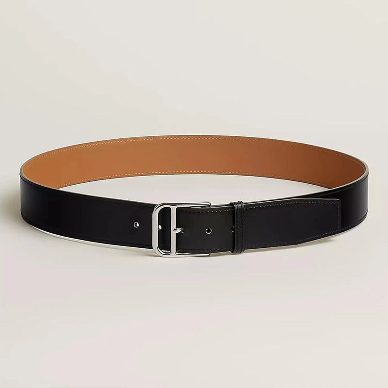 Hermes H Romain 35 Belt Taurillon Gaucho Leather In Black