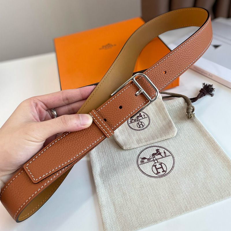 Hermes H Romain 35 Belt Taurillon Gaucho Leather In Brown