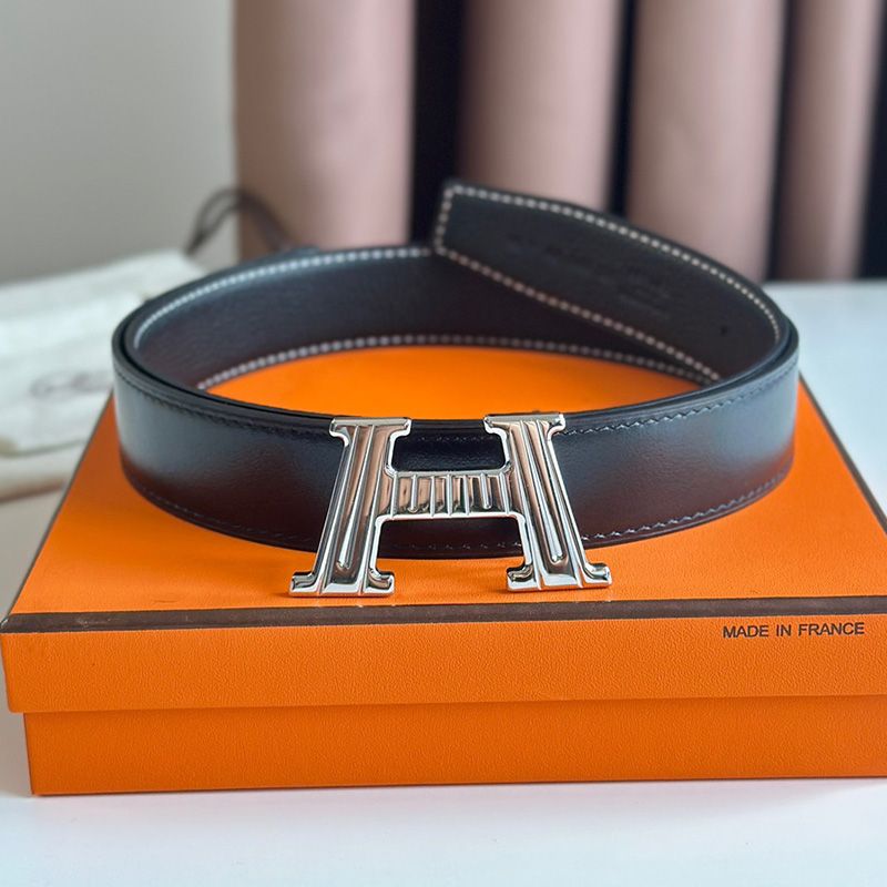 Hermes H Take Off 32 Reversible Belt Togo Leather In Black