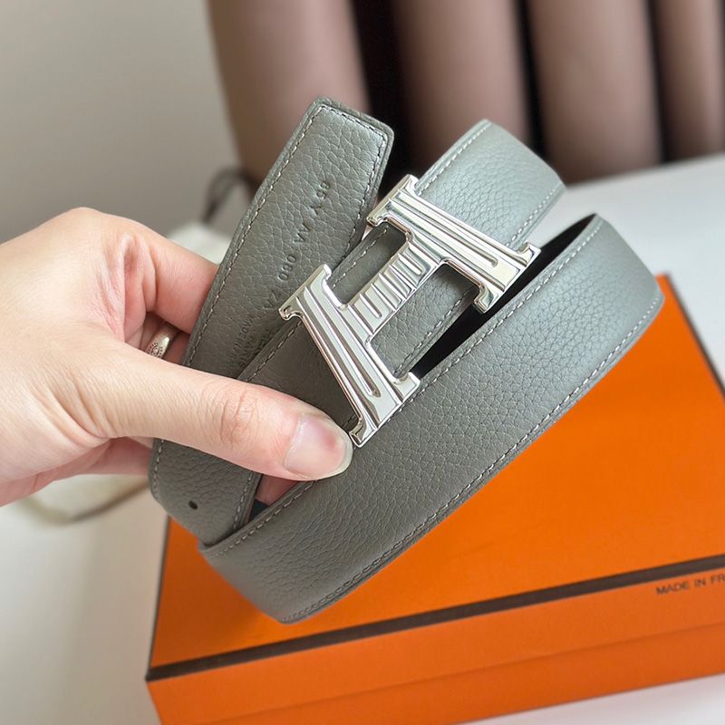 Hermes H Take Off 32 Reversible Belt Togo Leather In Black Grey