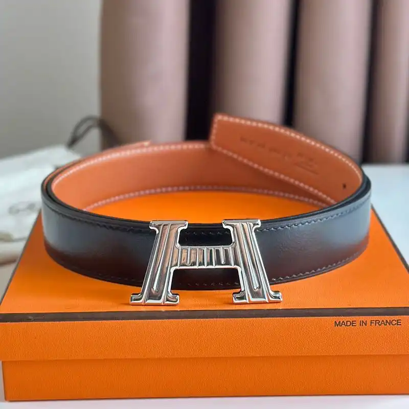 Hermes H Take Off 32 Reversible Belt Togo Leather In Black Orange