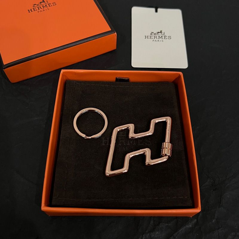 Hermes H Too Speed Keyring Metal In Gold