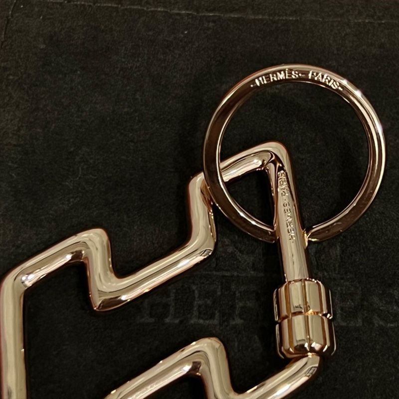 Hermes H Too Speed Keyring Metal In Gold