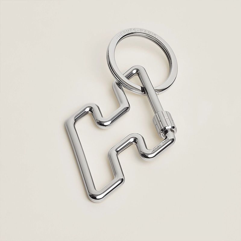 Hermes H Too Speed Keyring Metal In Silver