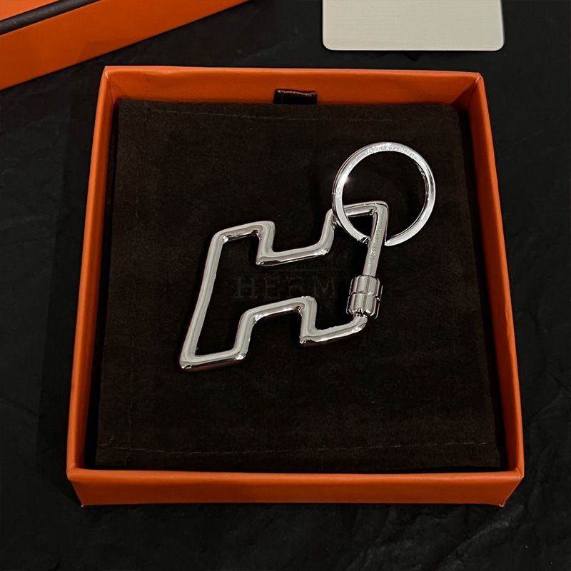 Hermes H Too Speed Keyring Metal In Silver