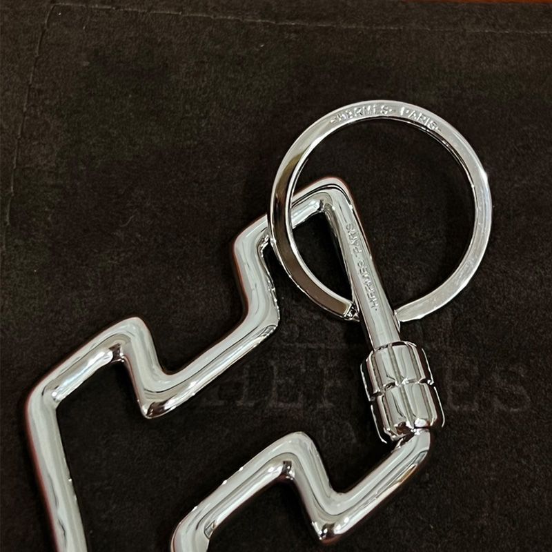 Hermes H Too Speed Keyring Metal In Silver