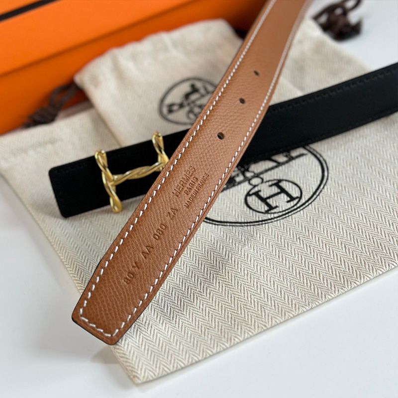 Hermes H Torsade 24 Reversible Belt Leather In Black Brown