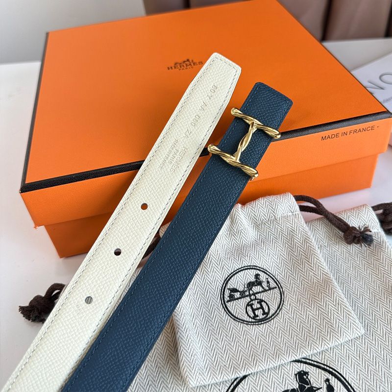 Hermes H Torsade 24 Reversible Belt Leather In Black White