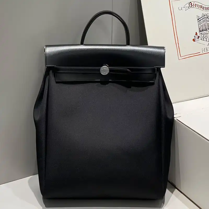 Affordable Hermes Herbag A Dos Zip Backpack Canvas Palladium Hardware In Black