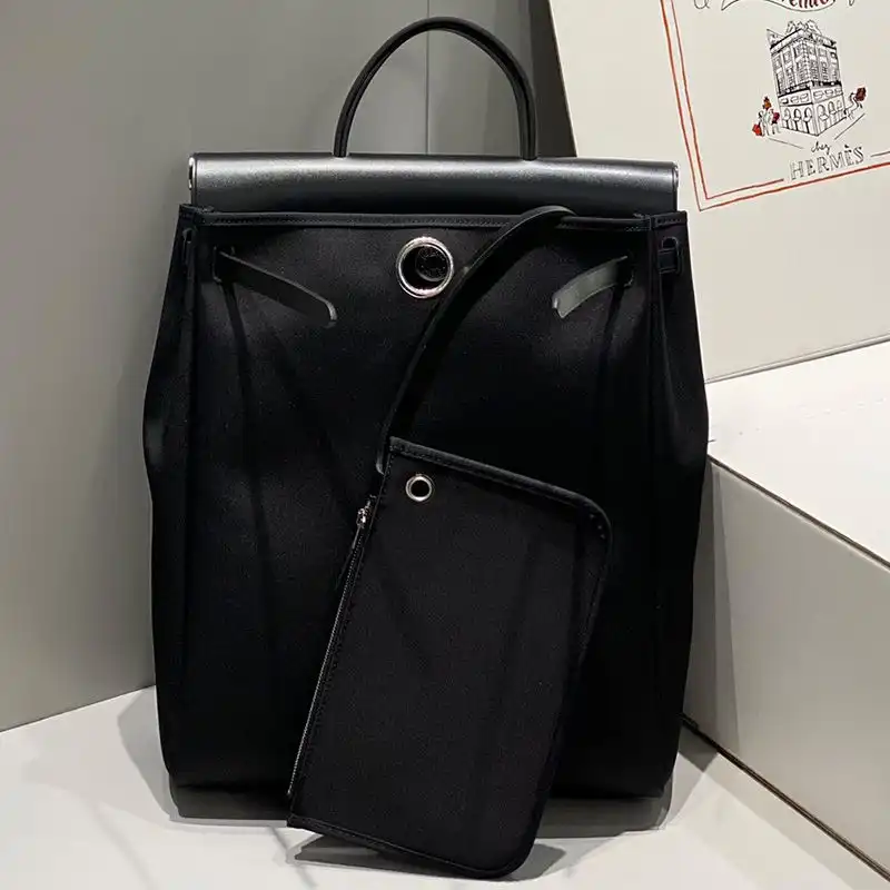 Affordable Hermes Herbag A Dos Zip Backpack Canvas Palladium Hardware In Black