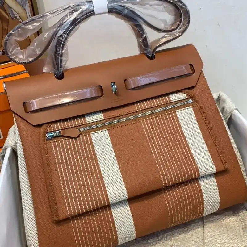 Affordable Hermes Herbag Bag H Canvas Palladium Hardware In Camel