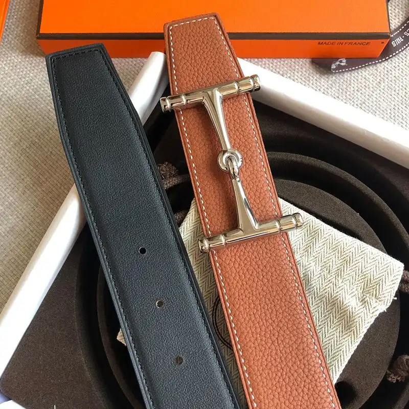 Affordable Hermes H Hippique Buckle 38MM Reversible Belt Togo Leather In Brown