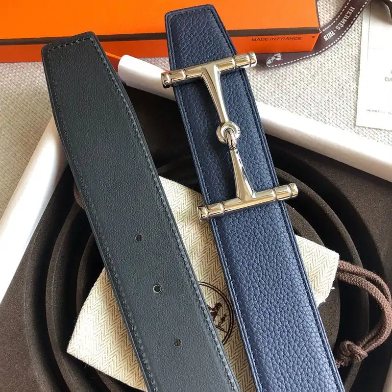 Cheap Hermes H Hippique Buckle 38MM Reversible Belt Togo Leather In Navy Blue