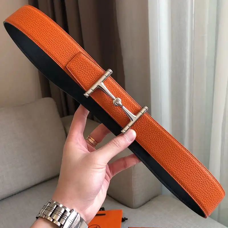 Cheap Hermes H Hippique Buckle 38MM Reversible Belt Togo Leather In Orange