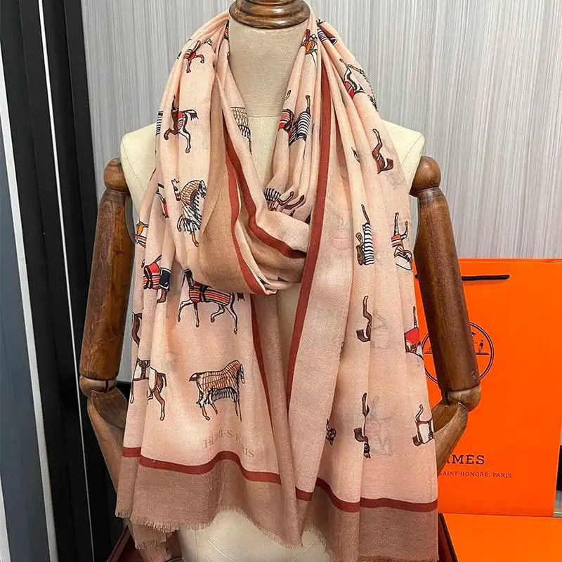 Affordable Hermes Horse Print Ring Scarf In Beige