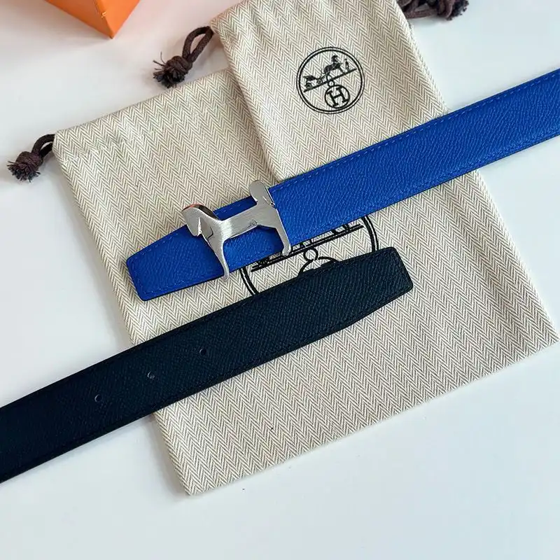 Affordable Hermes Horse Punache Buckle 32 Reversible Belt Leather In Blue Black