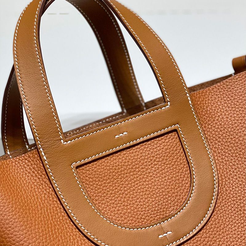 Hermes In-The-Loop 18 Bag Clemence Leather Gold Hardware In Brown