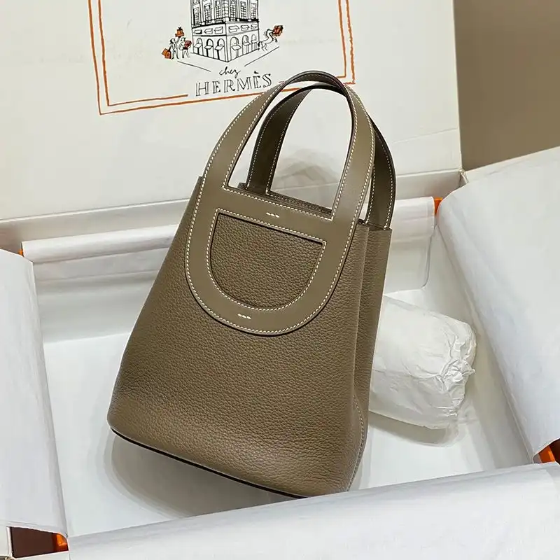 Affordable Hermes In-The-Loop 18 Bag Clemence Leather Palladium Hardware In Khaki