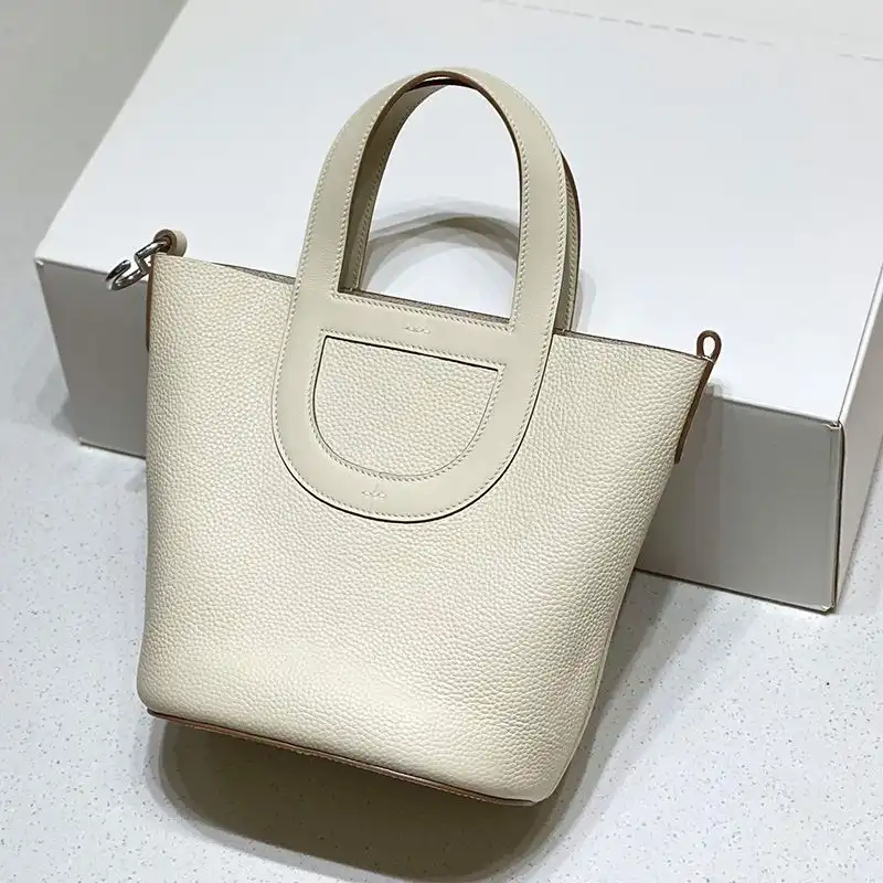 Hermes In-The-Loop 18 Bag Clemence Leather Palladium Hardware In White