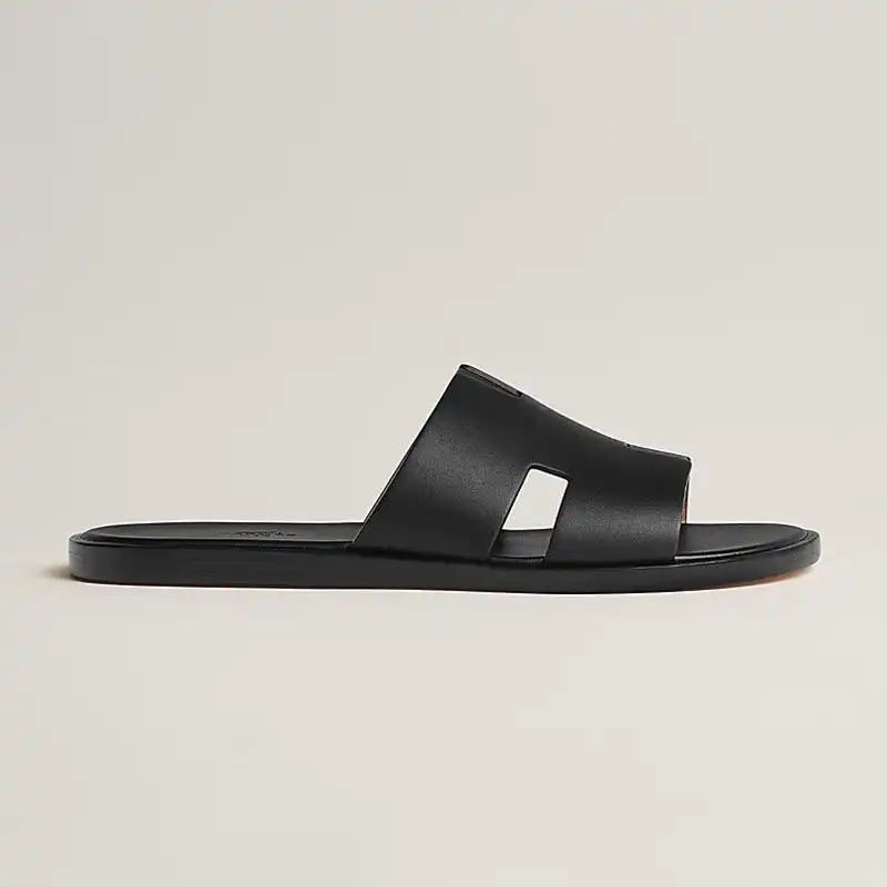 Affordable Hermes Izmir Slides Men Calfskin In Black