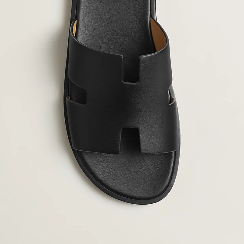 Hermes Izmir Slides Men Calfskin In Black