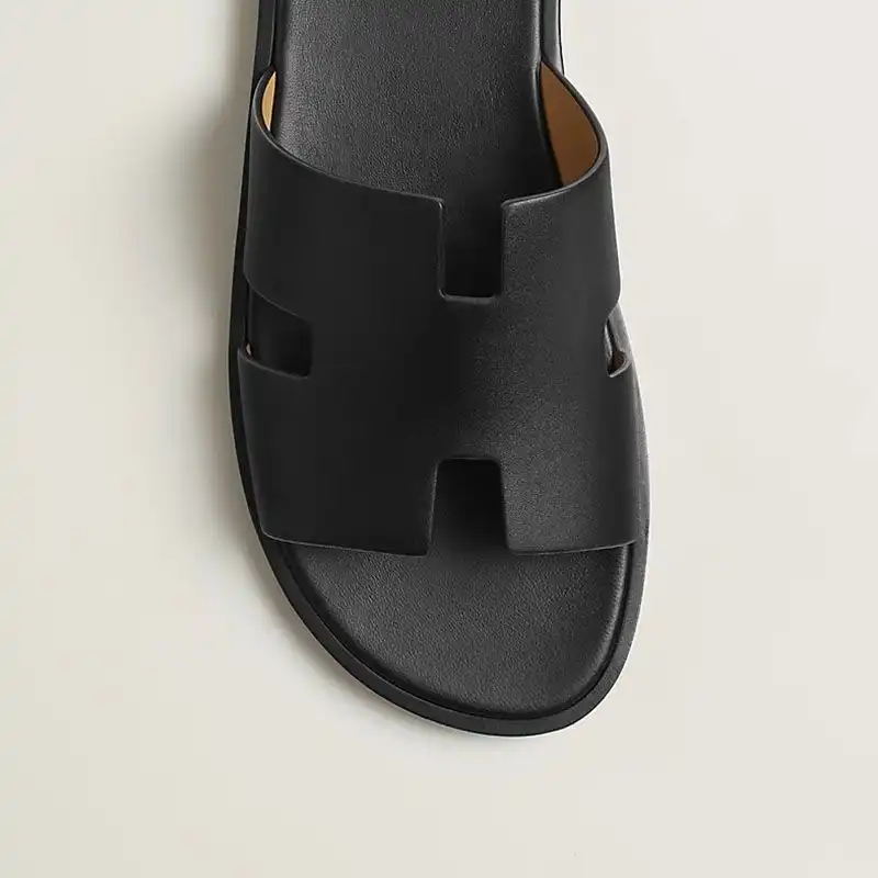 Affordable Hermes Izmir Slides Men Calfskin In Black