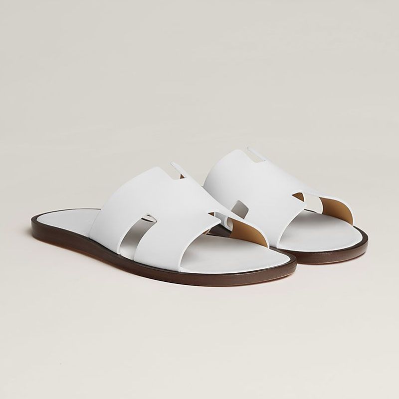 Hermes Izmir Slides Men Calfskin In White