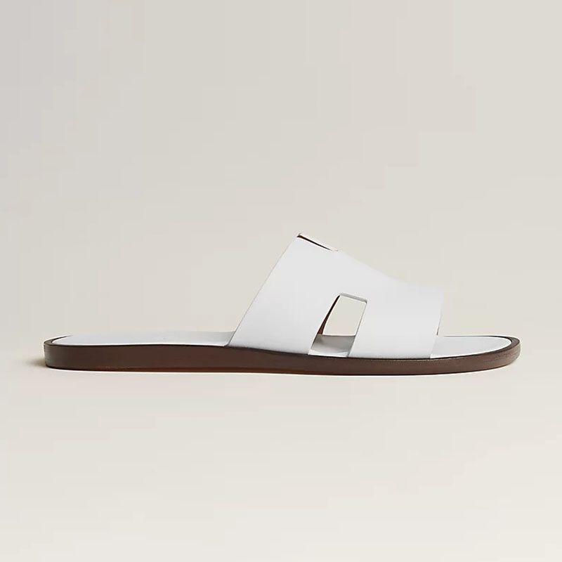 Hermes Izmir Slides Men Calfskin In White