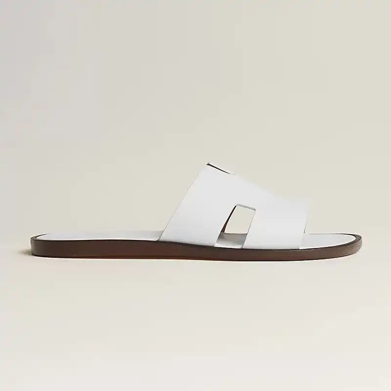 Cheap Hermes Izmir Slides Men Calfskin In White