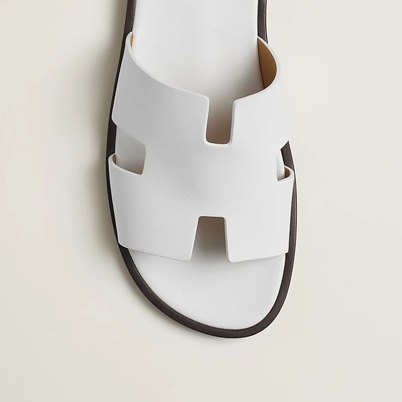 Hermes Izmir Slides Men Calfskin In White